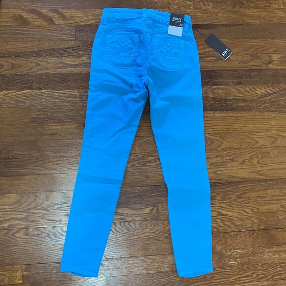 SIWY Lynette Skinny Mid Rise Jeans Blue Lagoon (azure) sz 24 XS NEW NWT - Picture 9 of 10